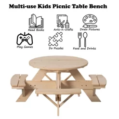 Gardenised Wooden Kids Round Picnic Table Bench, Outdoor Children's Backyard Table, Crafting, Dining, And Playtime Patio Table 12 Gardenised Wooden Kids Round Picnic Table Bench, Outdoor Children's Backyard Table, Crafting, Dining, And Playtime Patio Table -Northlight Store GUEST f2d84057 fc67 41fa b7fb 791f182f520b