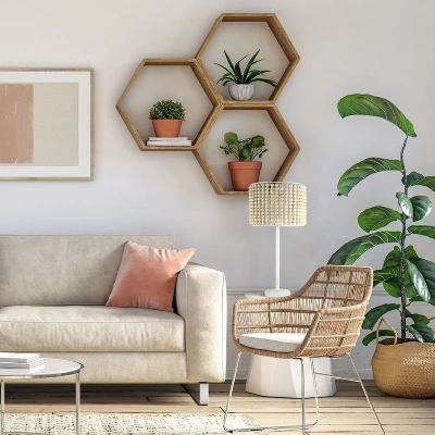 25" Eliza Metal And Tan Wood Beaded Drum Shade Table Lamp White - River Of Goods 4 25" Eliza Metal And Tan Wood Beaded Drum Shade Table Lamp White - River Of Goods - Image 2