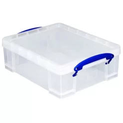 Really Useful Box Stackable 8.1L Plastic Storage Container Bin With Snap Lid & Built-In Clip Lock Handles For Home & Office Organization (10 Pack)