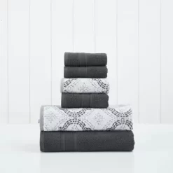 Modern Threads 6 Piece Cotton Jacquard Towel Set, Capri. -Northlight Store GUEST f525ef6e 346a 4974 ae97 991223c8223e