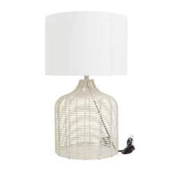 Coastal Rattan Table Lamp With Drum Shade Beige - Olivia & May -Northlight Store GUEST f58d87dd 1cd6 4ff3 bbb4 0afeae952288