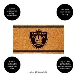 Evergreen Las Vegas Raiders Logo Turf Mat, Brown- 28 X 16 Inches Indoor Outdoor Doormat -Northlight Store GUEST f5f92783 f8a4 480c a163 8bc94c2d86c6