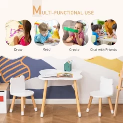 Qaba Kids Table And Chair Set For Arts, Meals, Lightweight Wooden Homework Activity Center, Toddlers Age 3+, White -Northlight Store GUEST f65fa918 e1d8 4a0b b3de 89a46b3a22b5