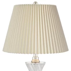 Regency Hill Luca Modern Table Lamps 25 1/2" High Set Of 2 Twisted Glass With USB Charging Port Ivory Pleat Drum Shade For Bedroom Living Room Desk