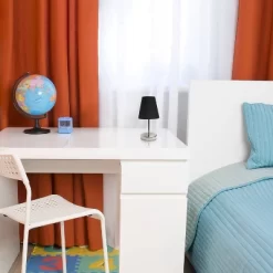 10.5" Petite Metal Stick Bedside Table Desk Lamp In Sand Nickel With Fabric Shade Black - Creekwood Home -Northlight Store GUEST f9522480 6b00 4042 abce fad880e588e5