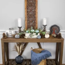 Northlight 8" White And Black "Warm Harvest Blessing" Pumpkin Fall Harvest Decoration