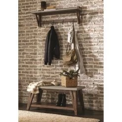 Brookside Entryway Coat Hook Concrete Coated Top And Wood Light Gray/Brown - Alaterre Furniture -Northlight Store GUEST fb634507 e07a 4b94 b381 95f36a39e5cd