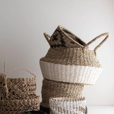 White Rope & Seagrass Belly Basket - Foreside Home & Garden 7 White Rope & Seagrass Belly Basket - Foreside Home & Garden - Image 5