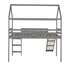 House Shape Twin Size Loft Bed With Slide, Gray - ModernLuxe 18 House Shape Twin Size Loft Bed With Slide, Gray - ModernLuxe -Northlight Store GUEST fd183ccb 863d 46fc a756 a29406a8cd33