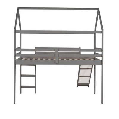 House Shape Twin Size Loft Bed With Slide, Gray - ModernLuxe 9 House Shape Twin Size Loft Bed With Slide, Gray - ModernLuxe - Image 7