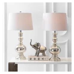 28.5" Genie Glass Table Lamp Set Of 2 Silver (Includes LED Light Bulb) - JONATHAN Y