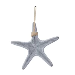 Polystone Starfish Wall Decor With Hanging Rope Gray - Olivia & May