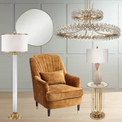 Possini Euro Design Rorschach Uneven Round Vanity Wall Mirror Modern Champagne Frame 30" Wide For Bathroom Bedroom Living Room Office Entryway House -Northlight Store GUEST fed96e72 66c7 45da 9770 5f88e232e069