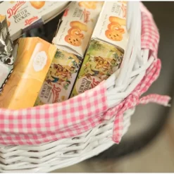 Wickerwise White Round Willow Gift Basket, With Gingham Liner And Handles -Northlight Store GUEST fff17145 7551 432d bdea 6612d7eda634