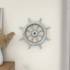 Wood Sail Boat Ship Wheel Wall Decor With Distressing Blue - Olivia & May 38 Wood Sail Boat Ship Wheel Wall Decor With Distressing Blue - Olivia & May -Northlight Store GUEST fff68e7a 4ea6 49c9 b9af 4f3e4ebc9d21